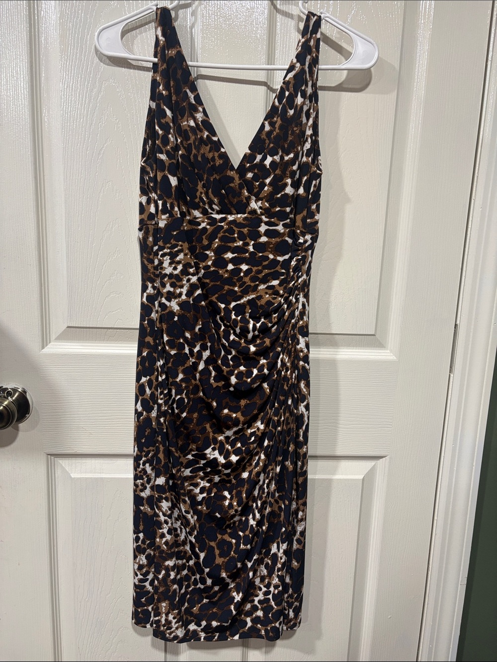Lauren Ralph Lauren Brown & Black Leopard Print Sleeveless Midi Dress